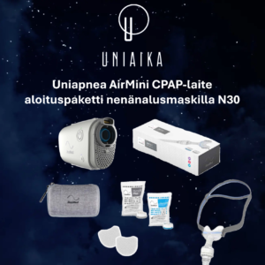 Uniapnea AirMini CPAP-laite aloituspaketti nenänalusmaskilla N30